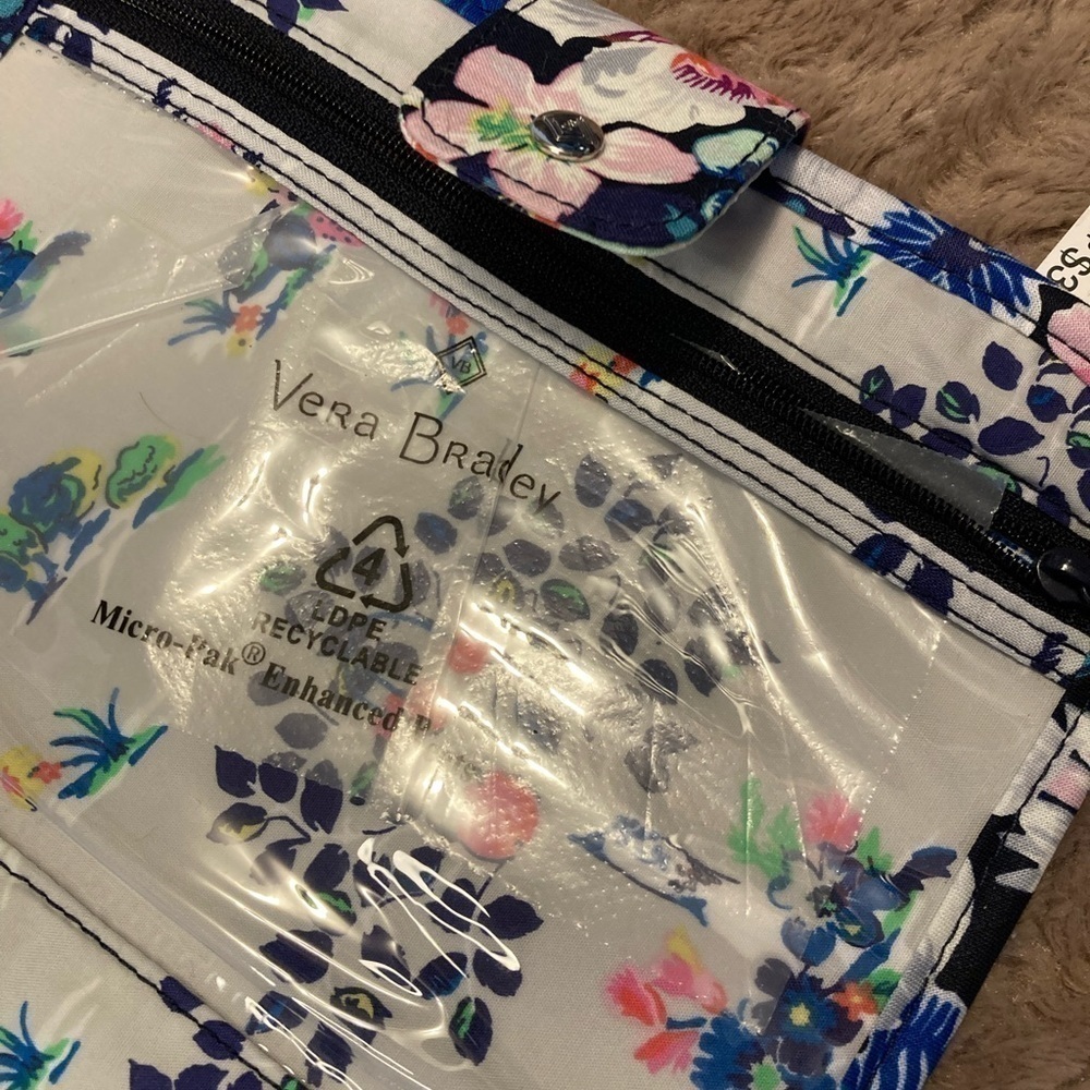 Vera Bradley Blue And Pink Floral ZipIn Brush Case Signature Cotton Garden Grove - Picture 8 of 13